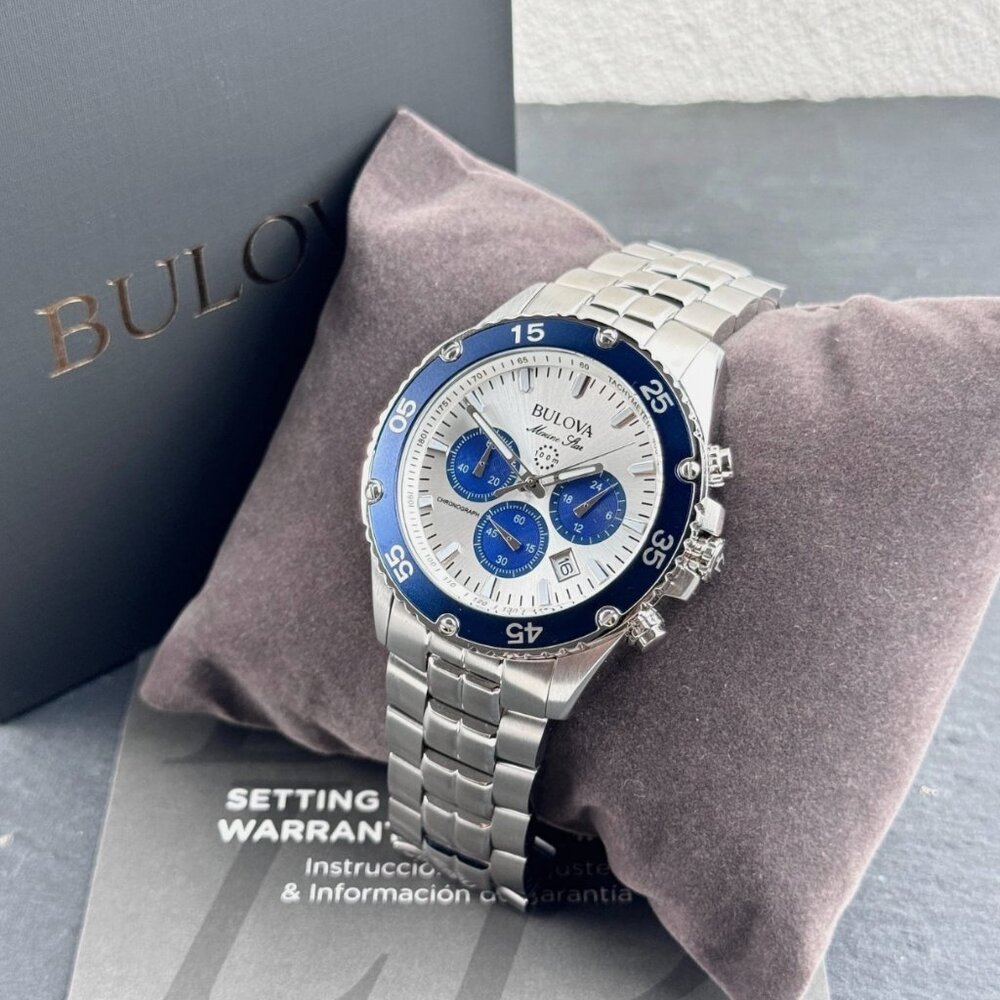 Bulova Marine Star 41.5MM Silver Dial Quartz Men's Watch - Picture 2 of 8